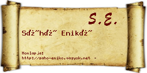 Sáhó Enikő névjegykártya
